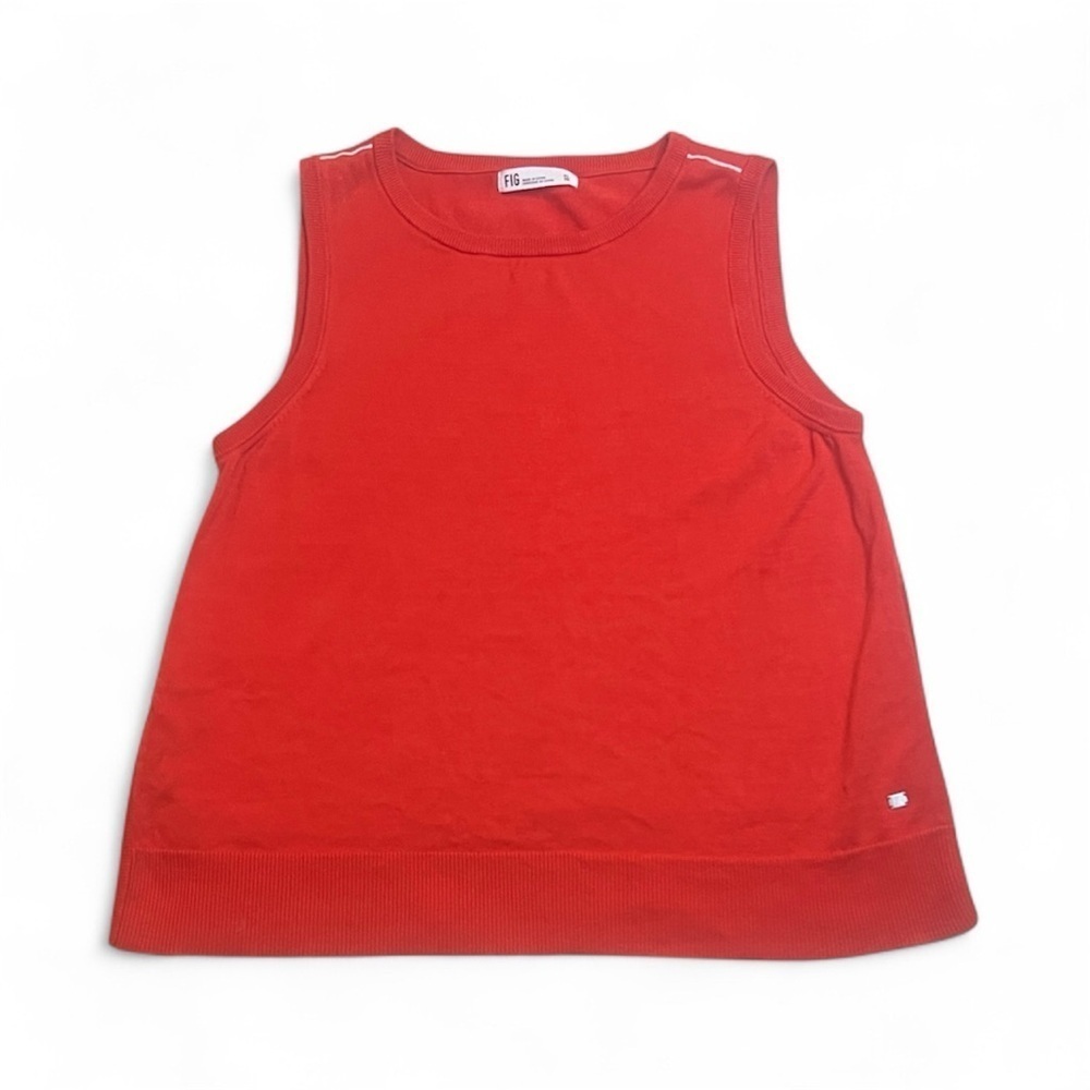 Figs Bright Orange Sleeveless Sweater Tank Top sz XL